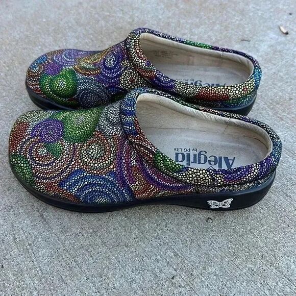 Alegria Kayla Bullseye Colorful KAY Mules Slip On Shoes Sz 37 - Picture 2 of 11